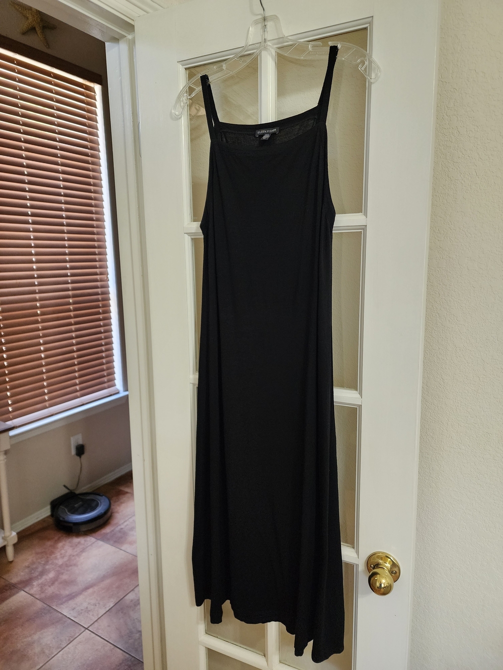 Eileen Fisher S Black Viscose Stretch Jersey Sleeveless Maxi Dress - Picture 3 of 12